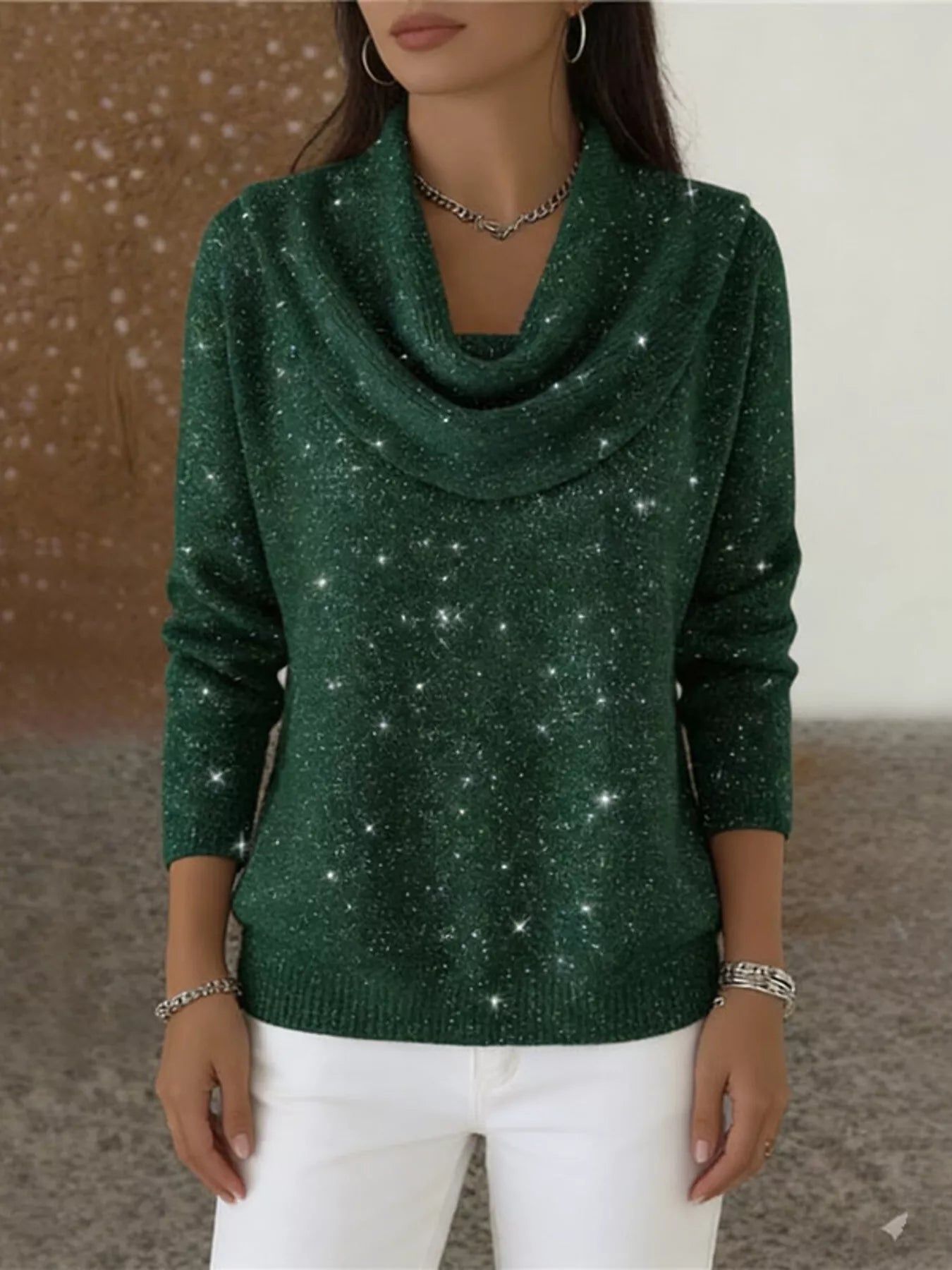 Trendsi Full Size Solid Color Cowl Neck Sweater Plus Size -