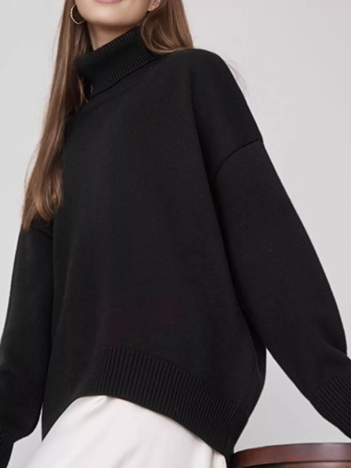 Turtleneck sweater, black front