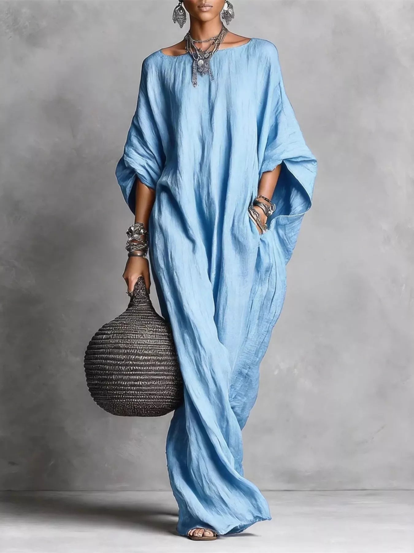 Trendsi Loose Fit Boat Neck Maxi Dress - Dresses