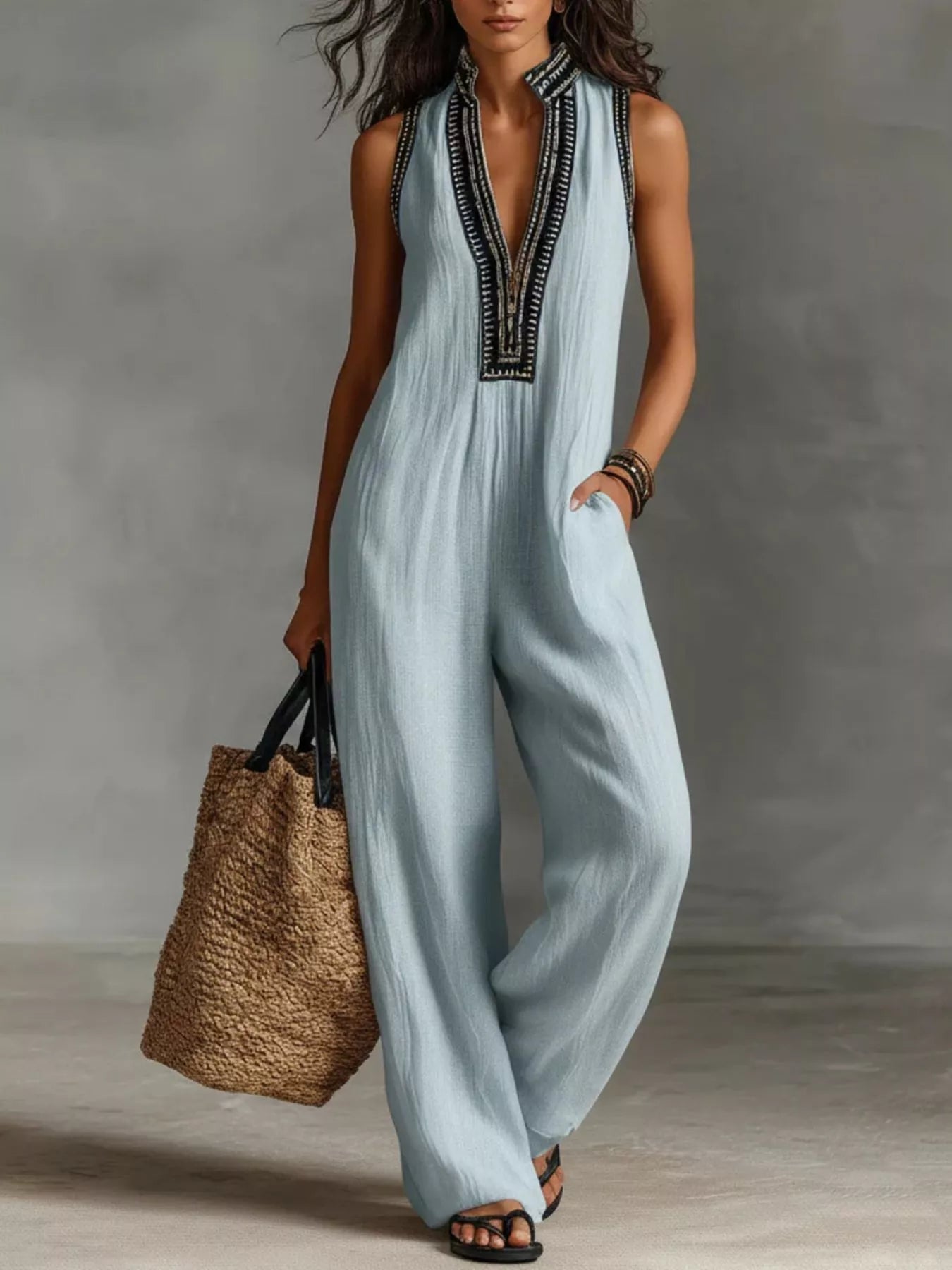 Trendsi Full Size Sleeveless Wide-Leg Jumpsuit Plus Size -