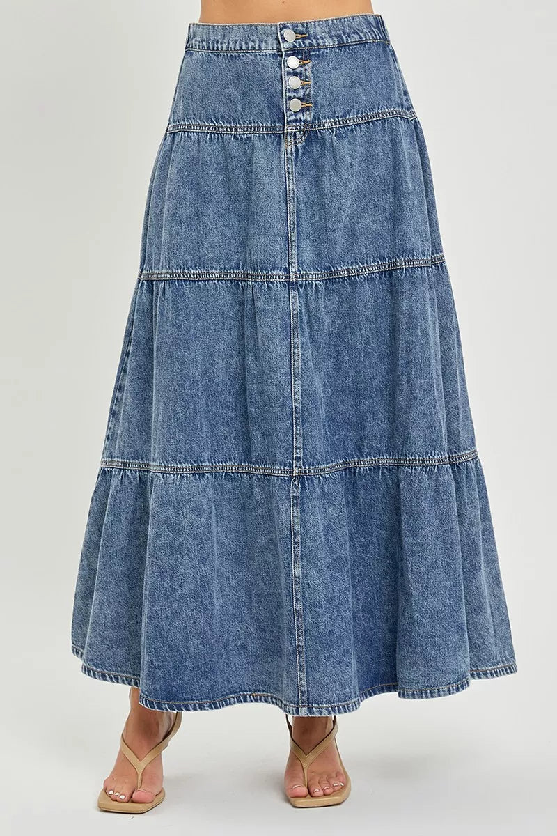 Trendsi RISEN High Rise Ruffle Long Skirts -