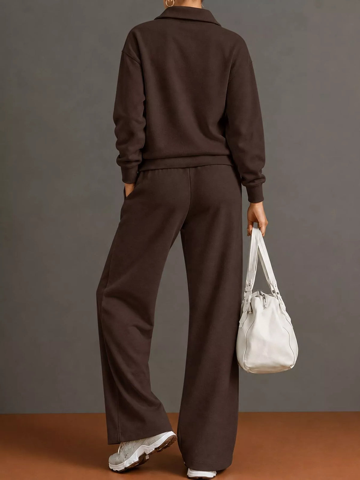 Collared long sleeve outfit set, back view