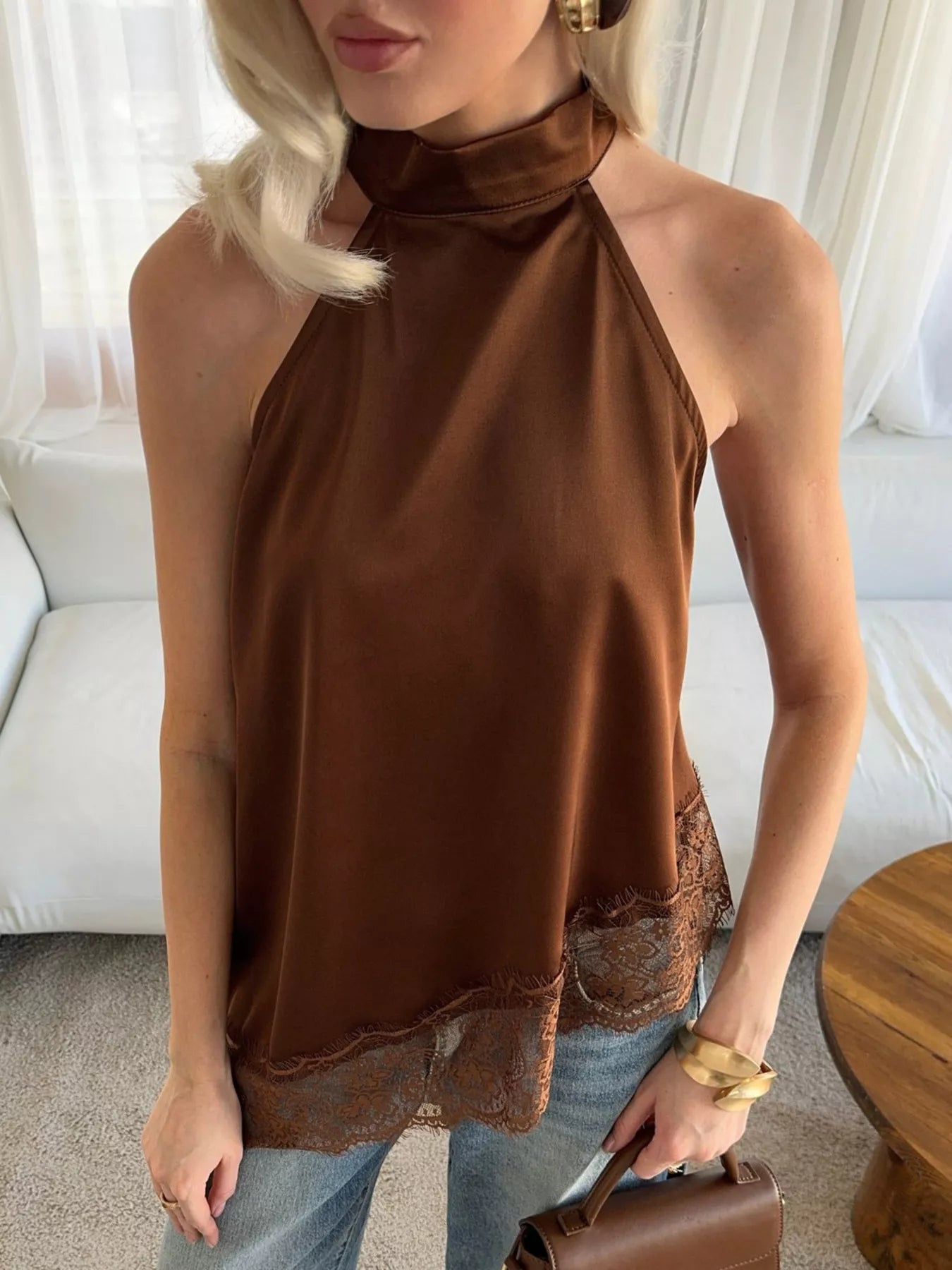 Trendsi Asymmetric Lace Hem Cami -