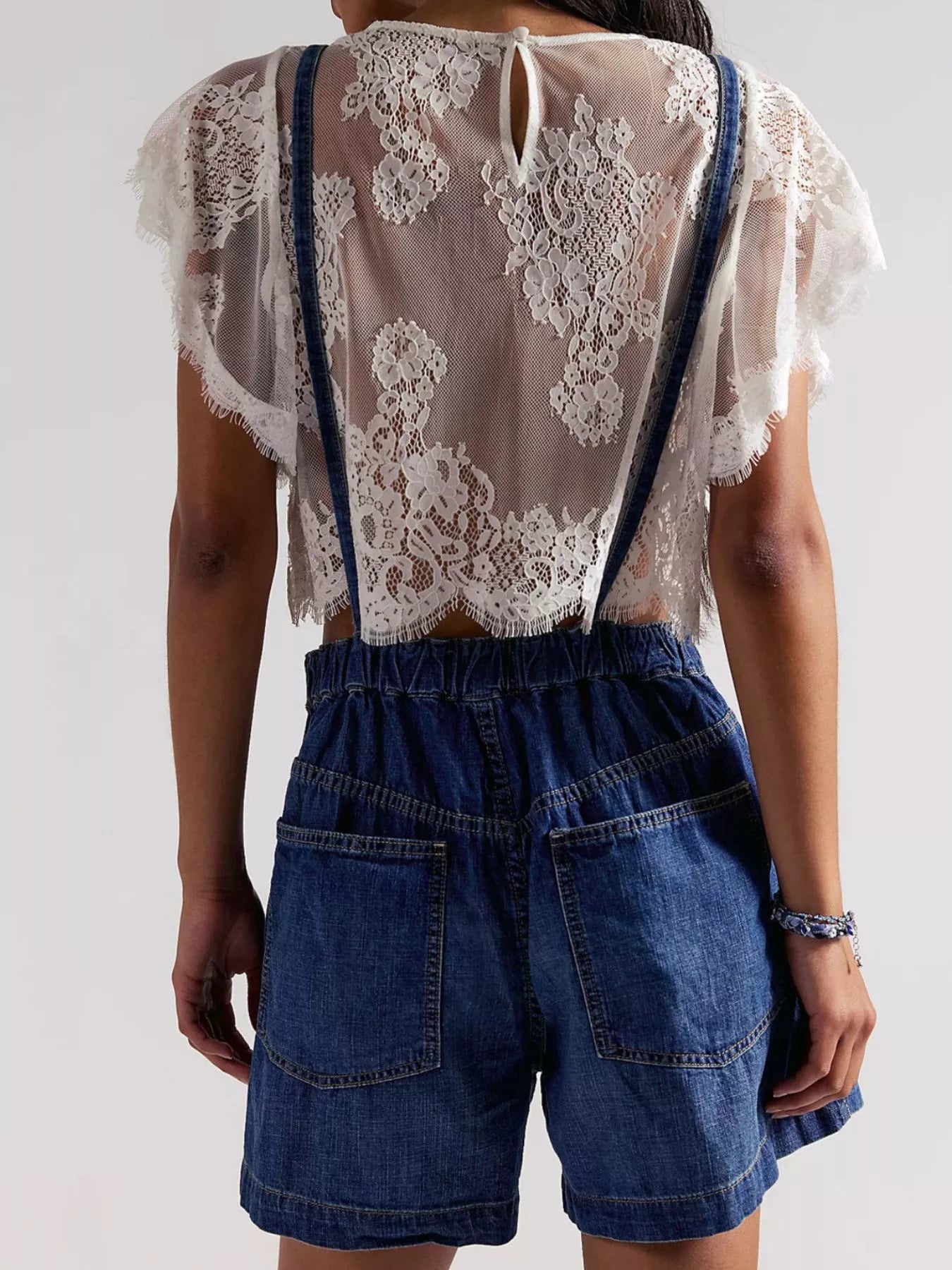 Trendsi Backless Denim Short Overalls -