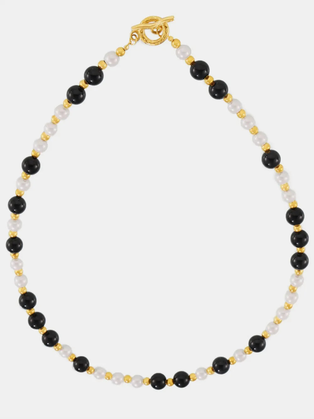 Trendsi Stainless Steel Agate Shell Bead Necklace -