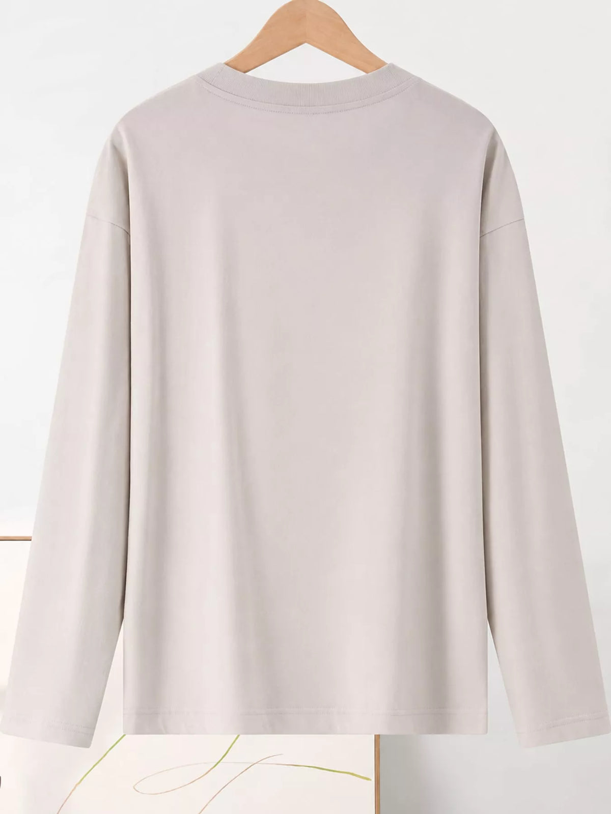 Solid Long-Sleeve Crew Neck T-Shirt — back view