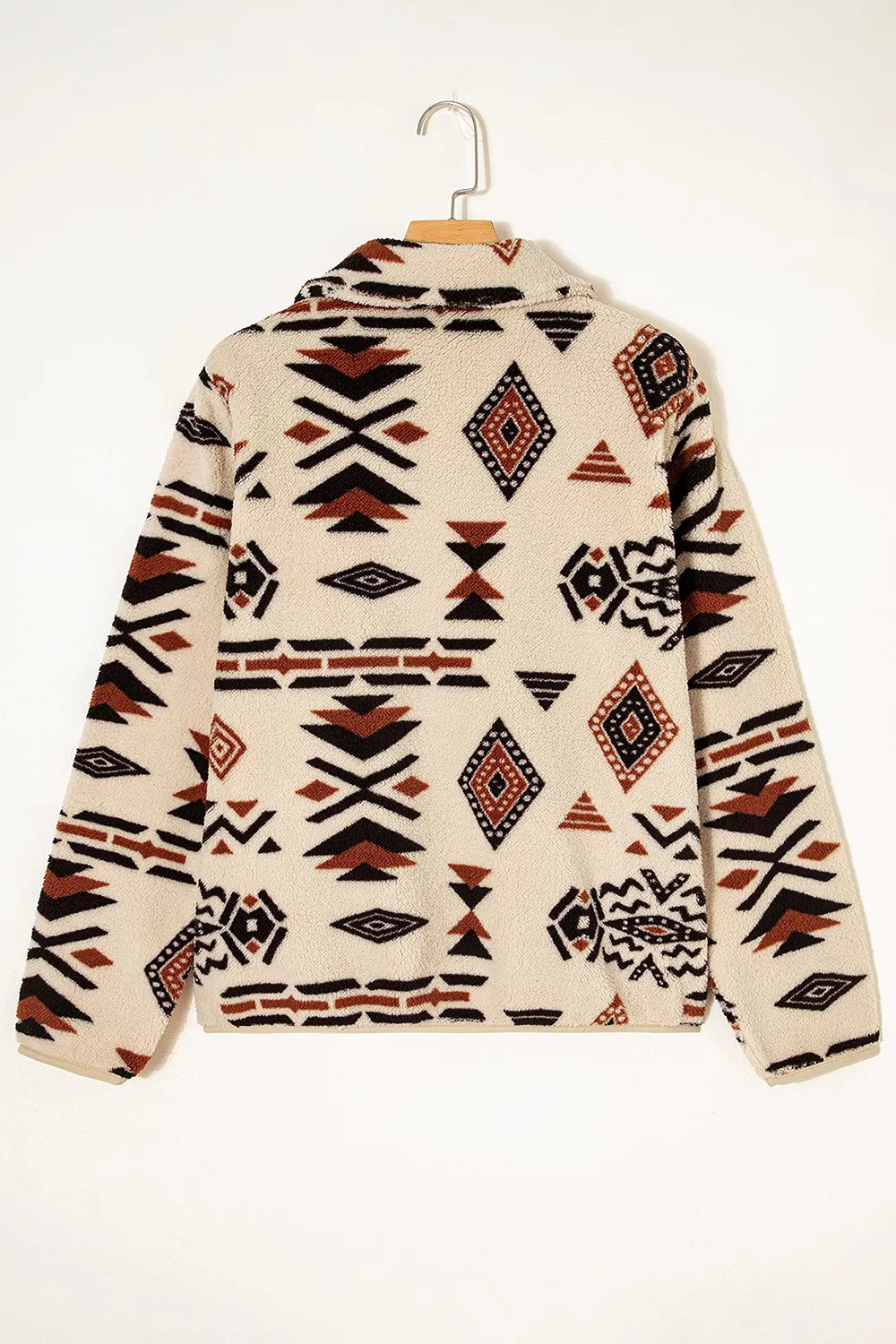 Trendsi Aztec Print Fleece Snap Down Sweatshirt - Shirts