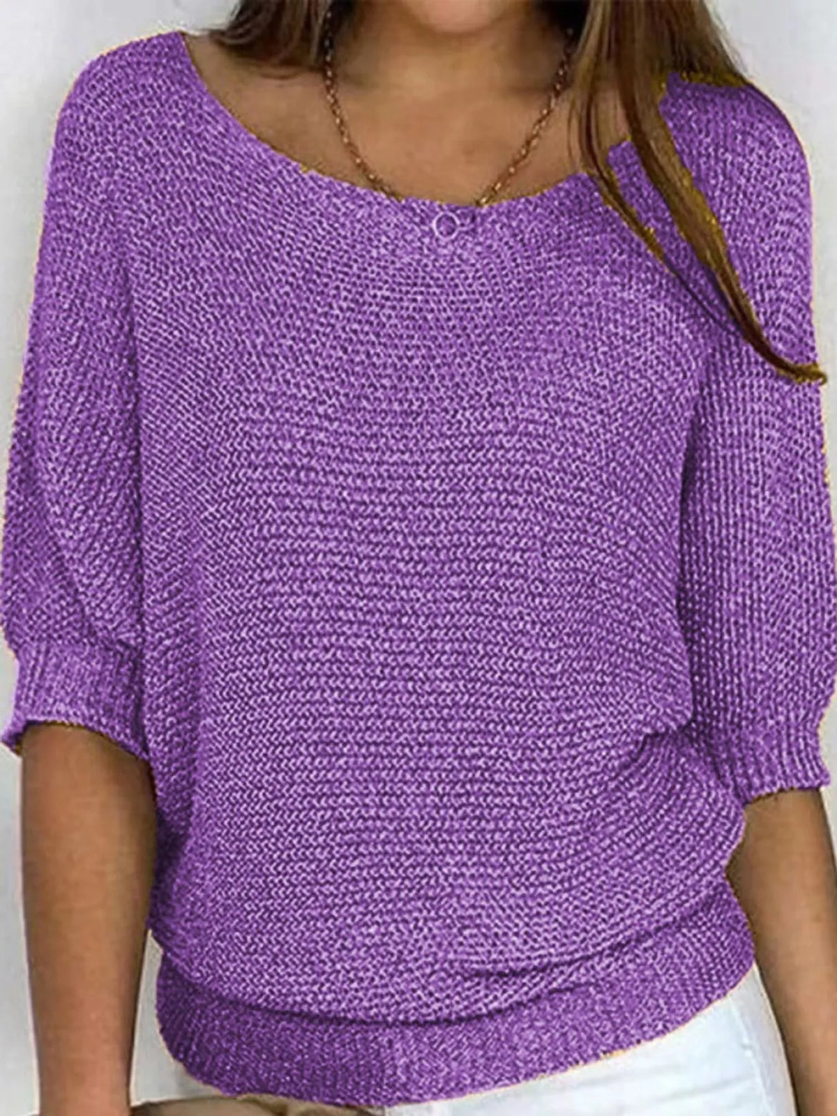 Purple three-quarter sleeve sweater