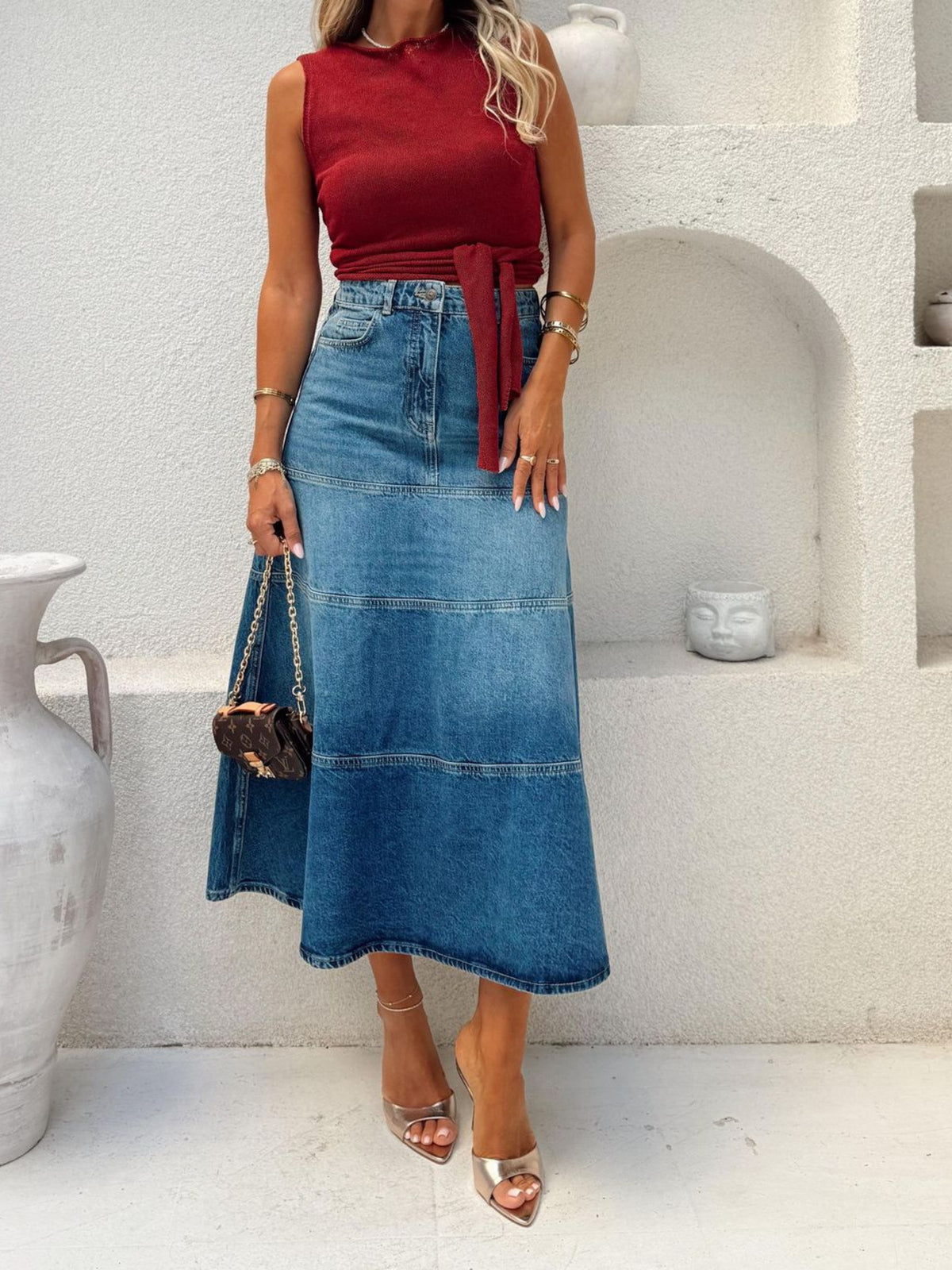 Trendsi High-Waisted Denim Skirt -