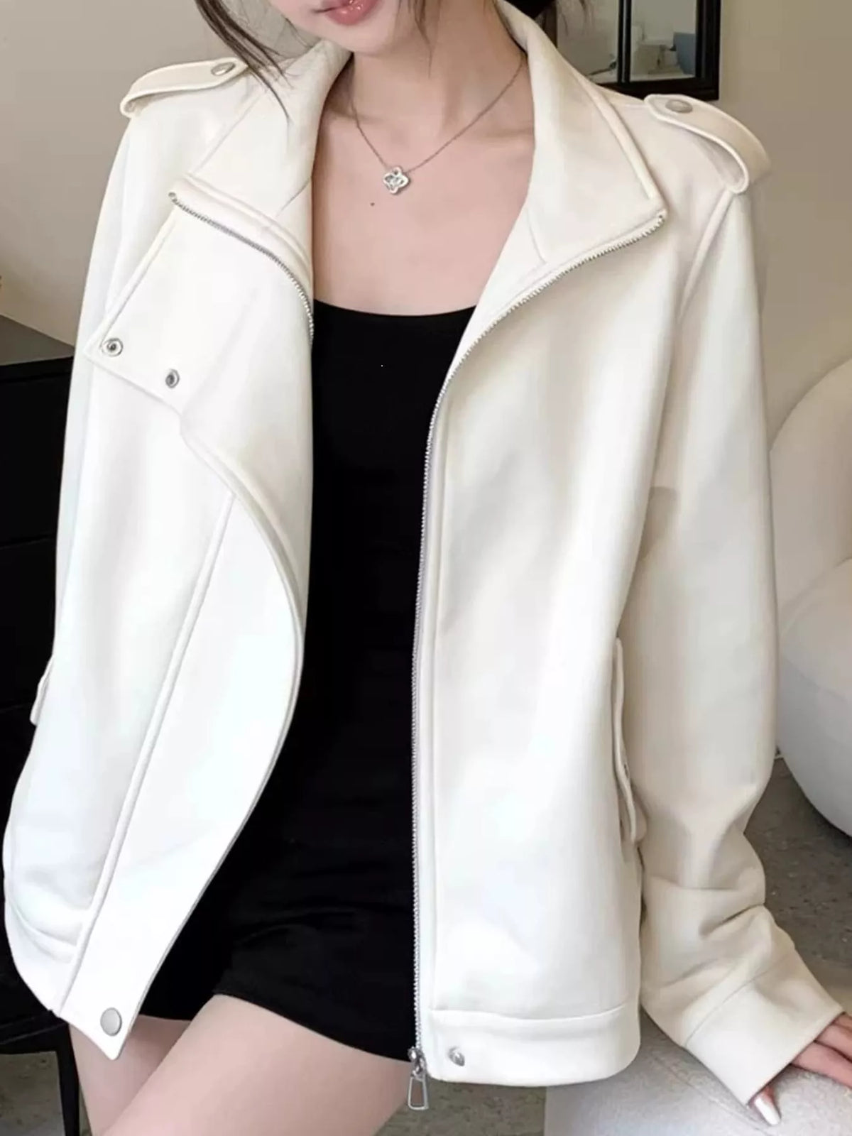 Off-White asymmetric zip up jacket, back view