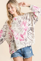 Trendsi BiBi Tie Dye Print Terry Pull Over -