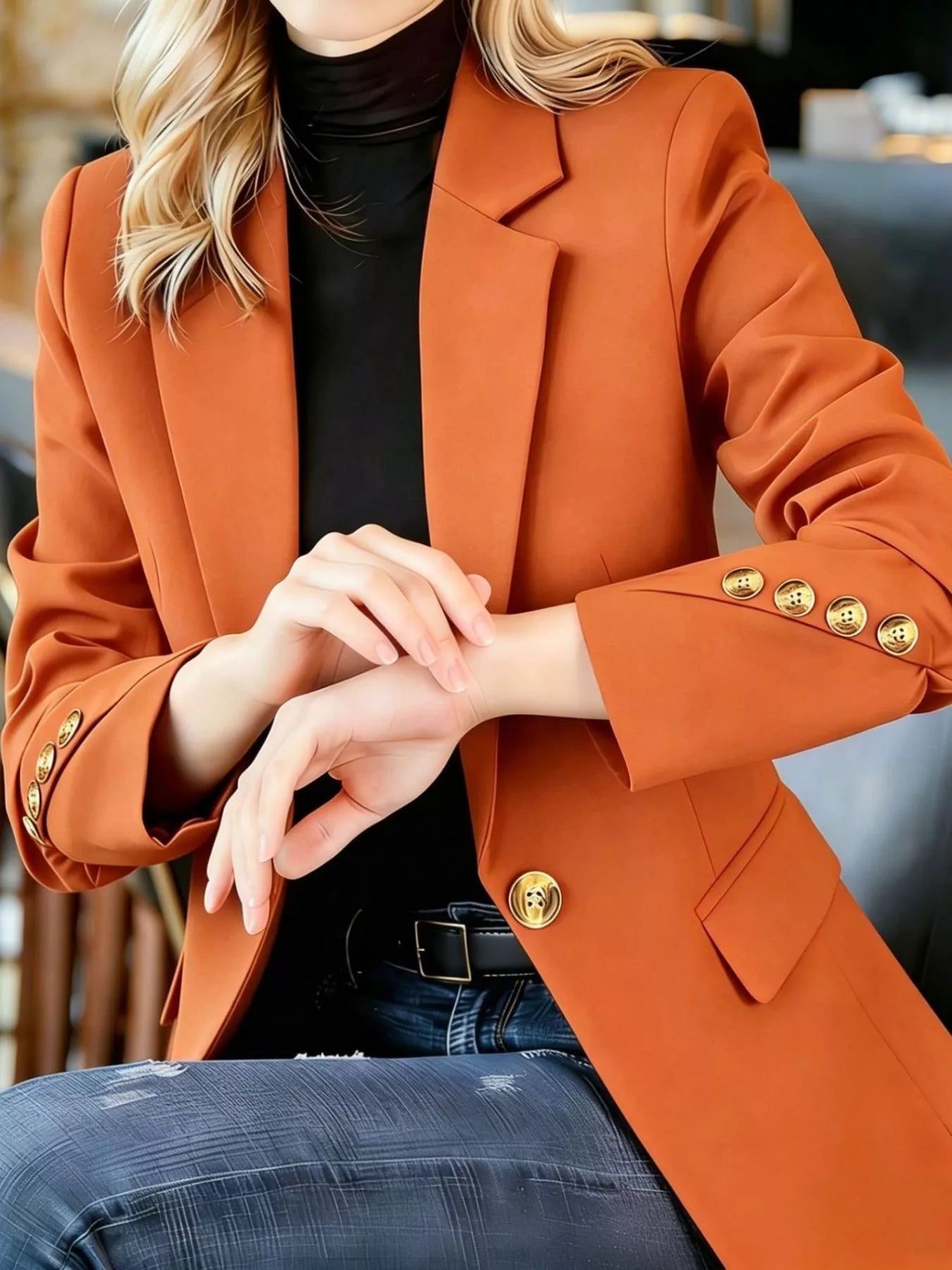 Trendsi Full Size One Button Lapel Collar Blazer Plus Size -