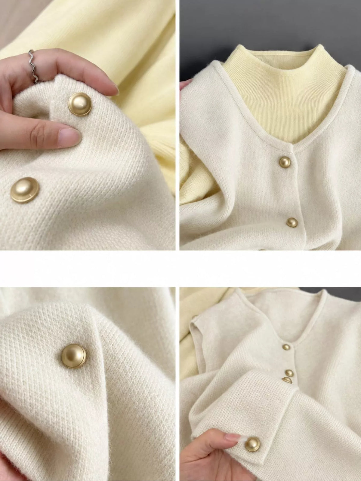 Button-Down Sweater Vest, detail view in cream
