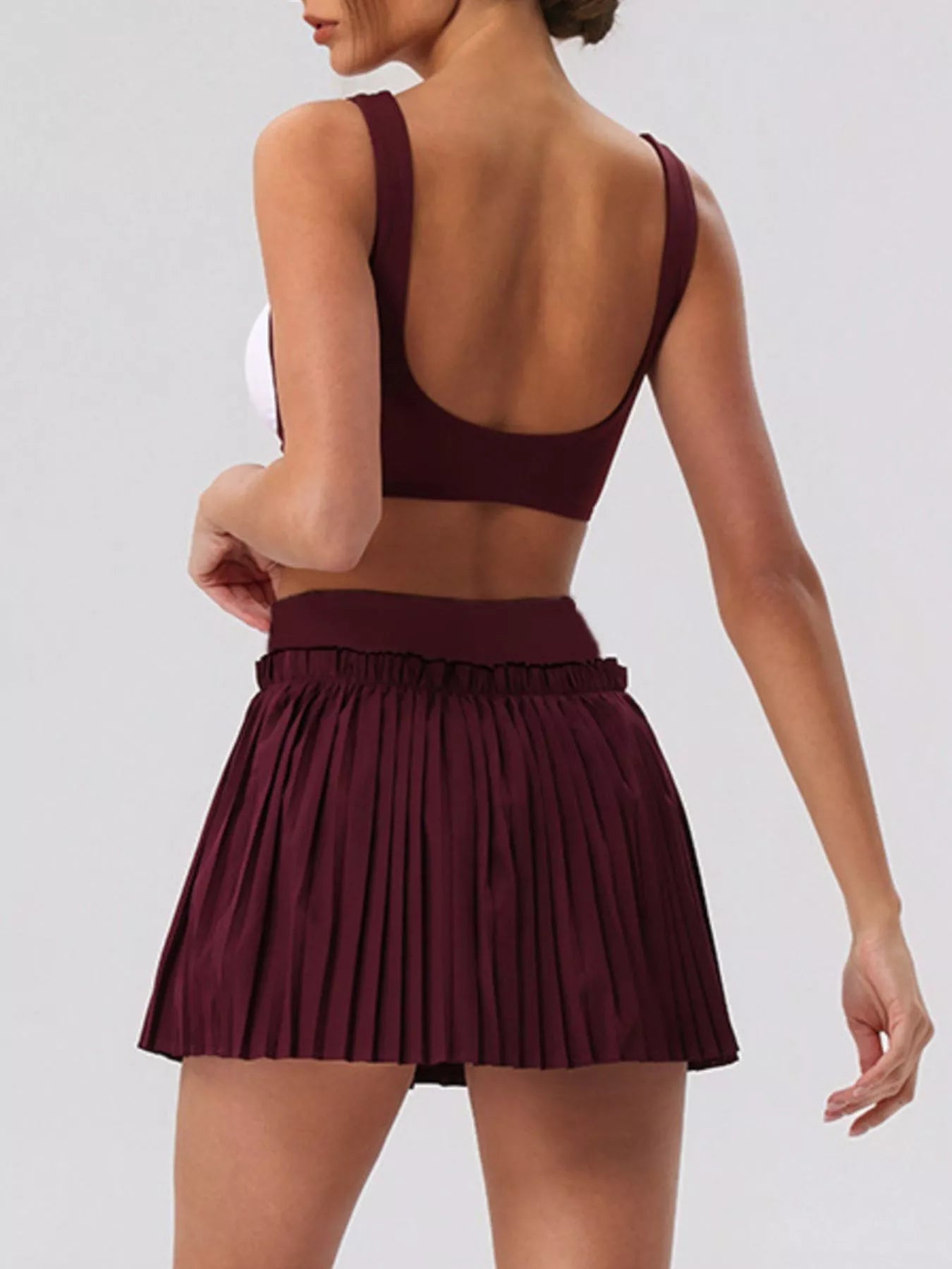Trendsi Sleeveless Top and Pleated Skirt Active Set -