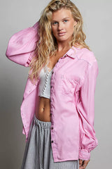 Trendsi POL Washed Textured Cotton Western Button Front Shirt -