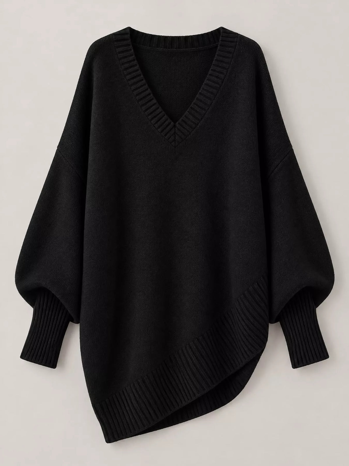 Batwing sweater, black flat lay