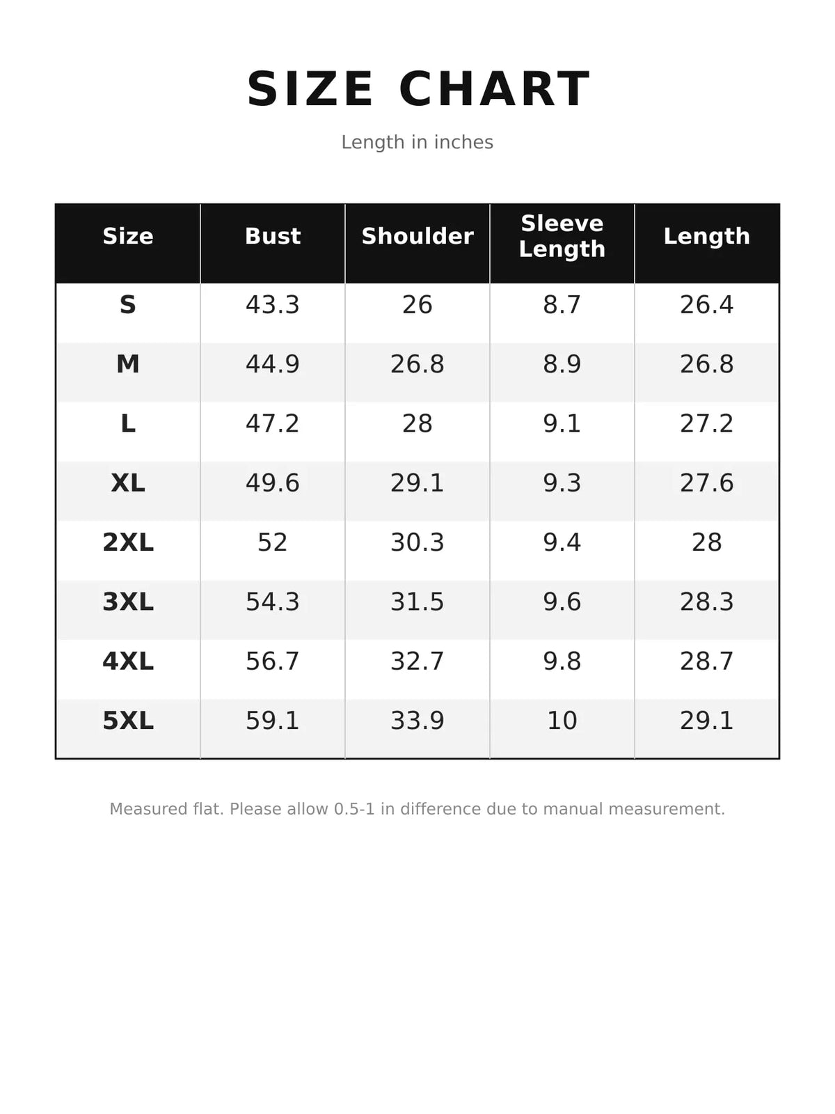 Size chart for velvet button detail hoodie