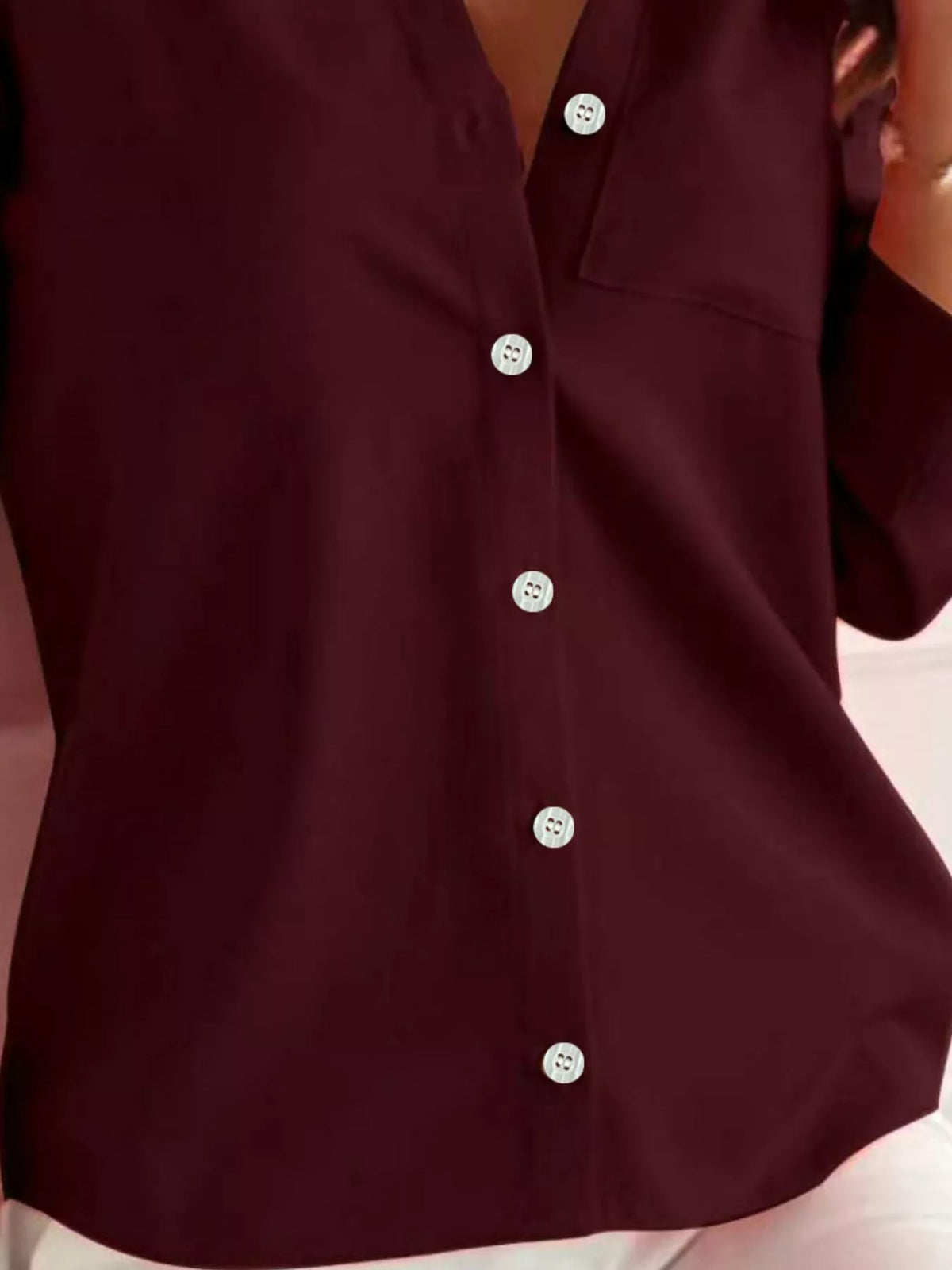 Trendsi Button-Down Roll-Up Sleeve Shirt -