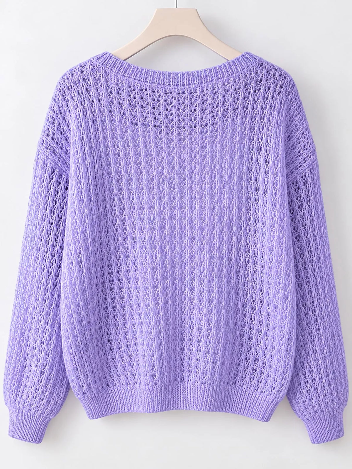 Purple openwork knit cover-up top