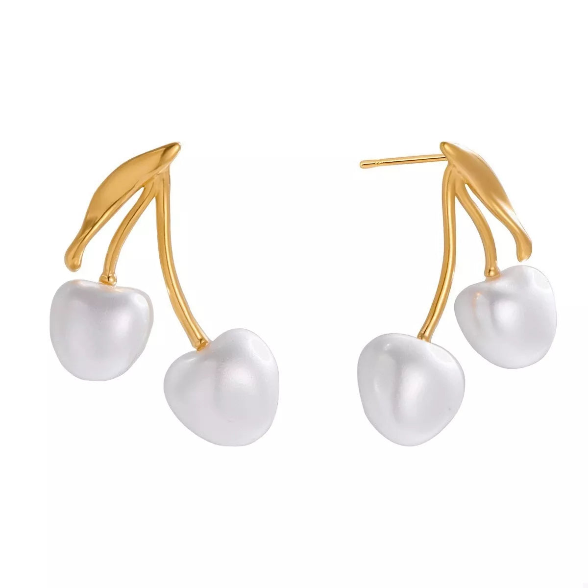 Trendsi 18K Gold-Plated Pearl Cherry Earrings -