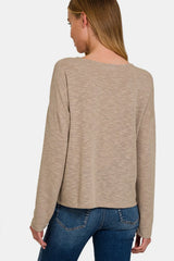 Trendsi Zenana Dropped Shoulder Long Sleeve T-Shirt -