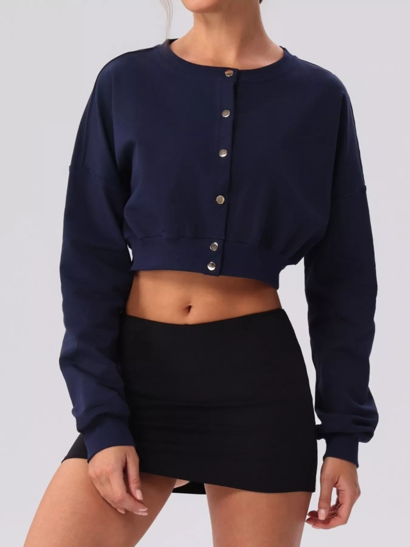 Trendsi Cropped Button-Down Active Cardigan -
