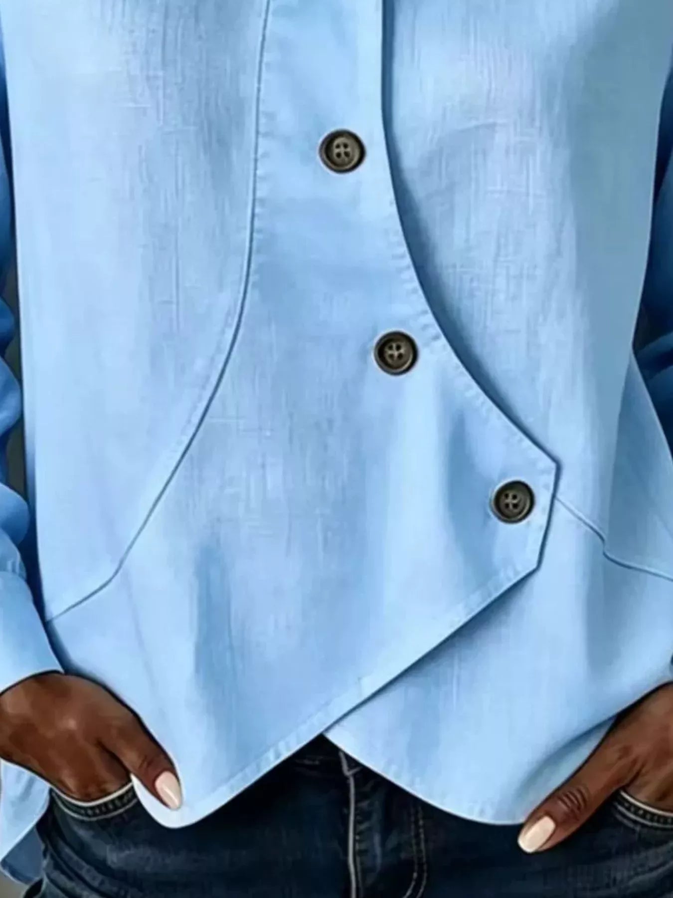 Trendsi Full Size Asymmetrical Button Down Shirt Plus Size -