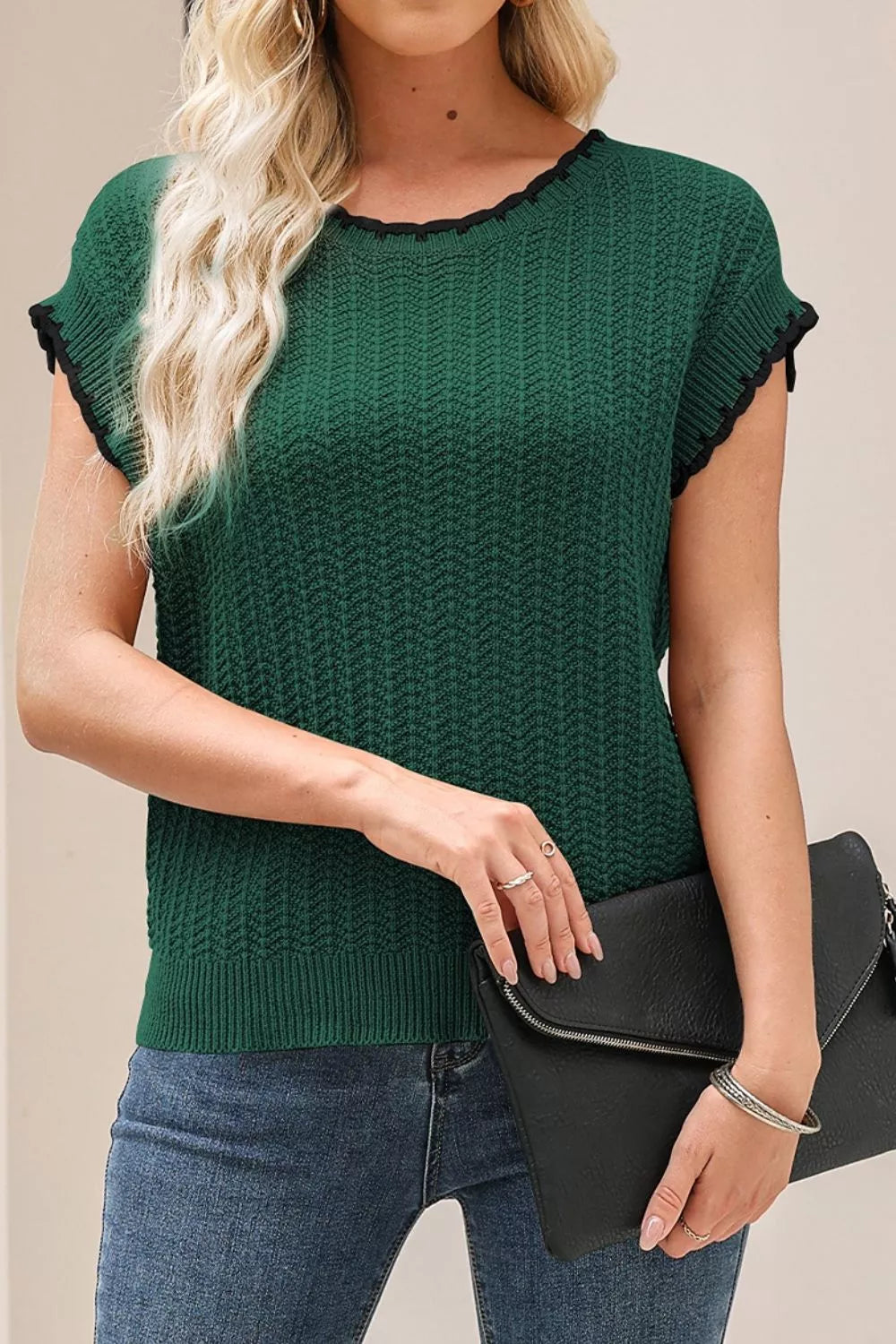 Trendsi Chic Textured Knit Sleeveless Sweater Vest -