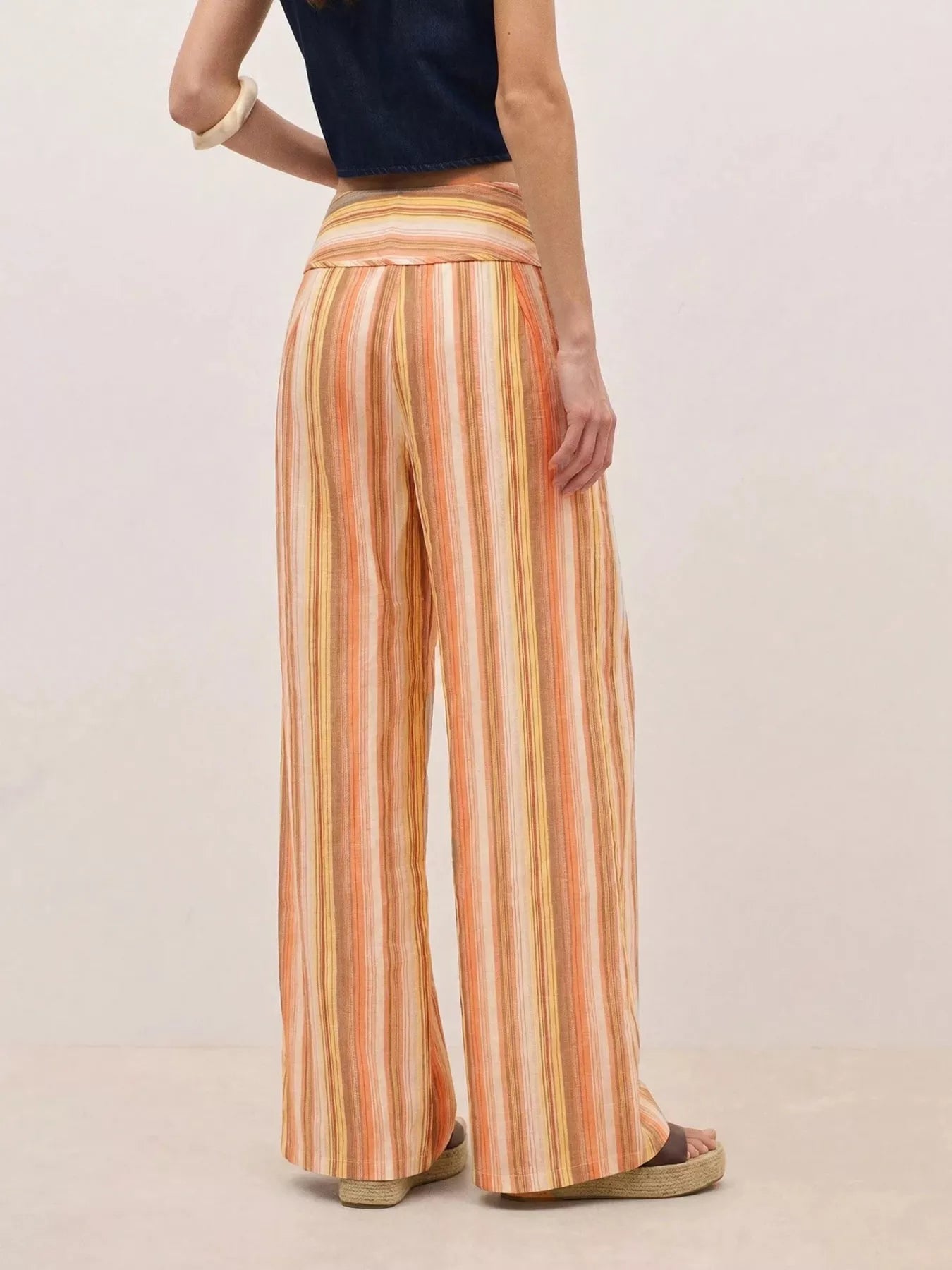 Trendsi Striped Wide-Leg Pants with Tie Waist -