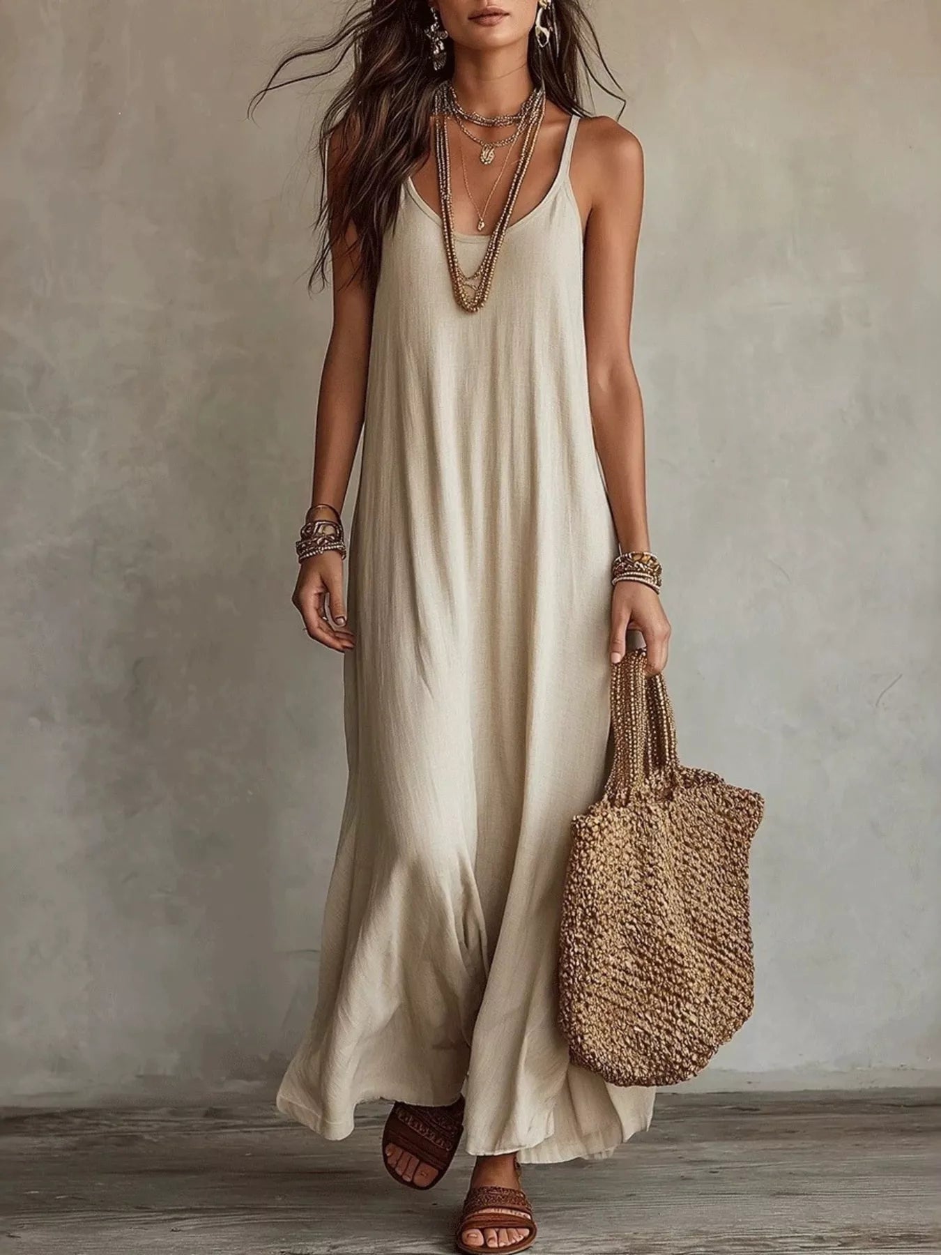 Trendsi Full Size Scoop Neck Spaghetti Strap Maxi Dress Plus Size -