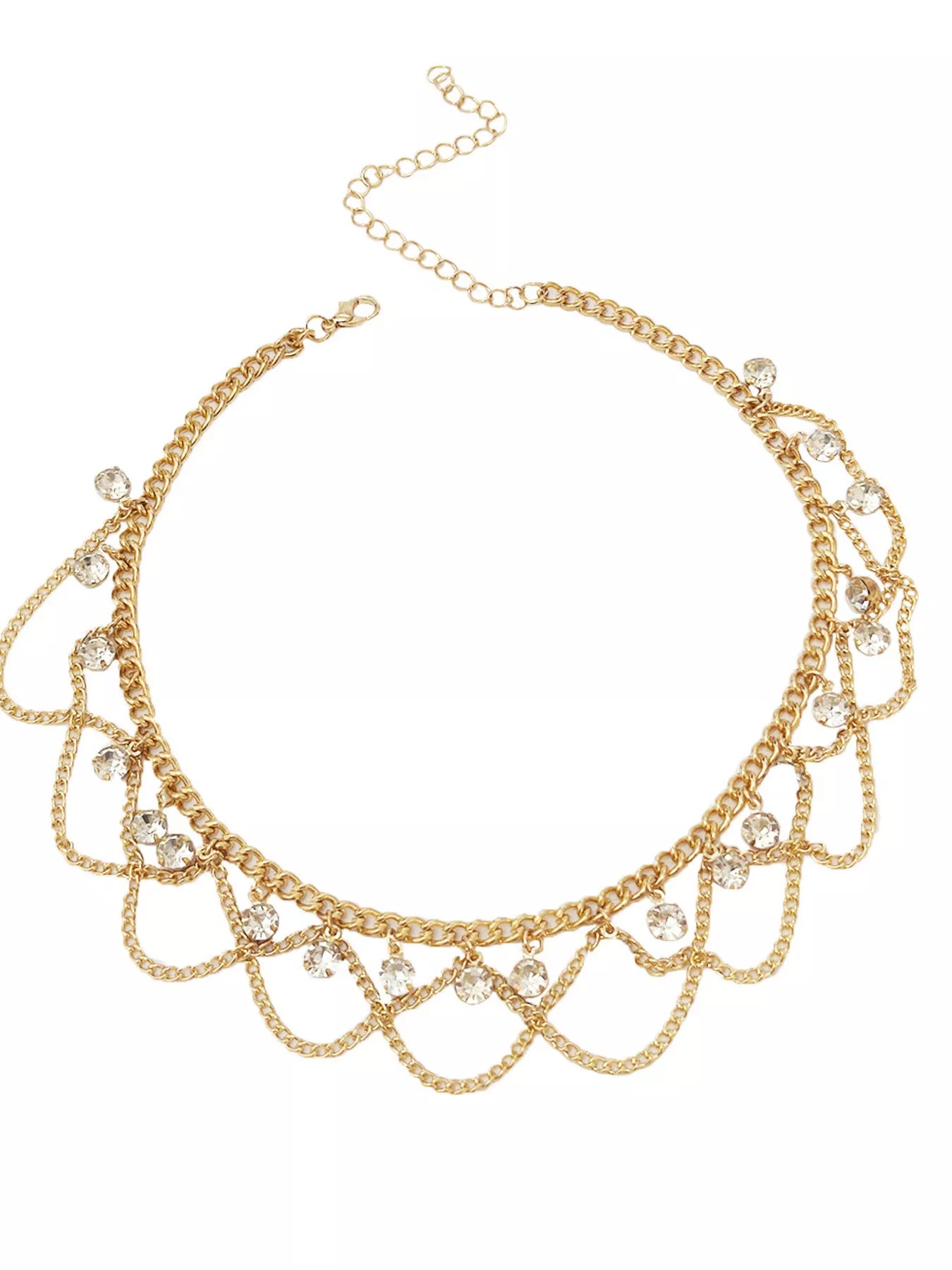 Trendsi 18K Gold-Plated Zircon Chain Necklace -