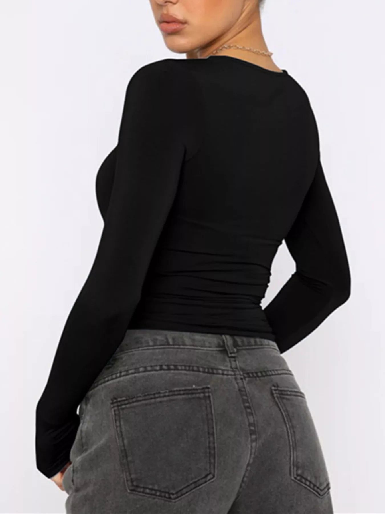 Trendsi Ruched Long Sleeve T-Shirt -