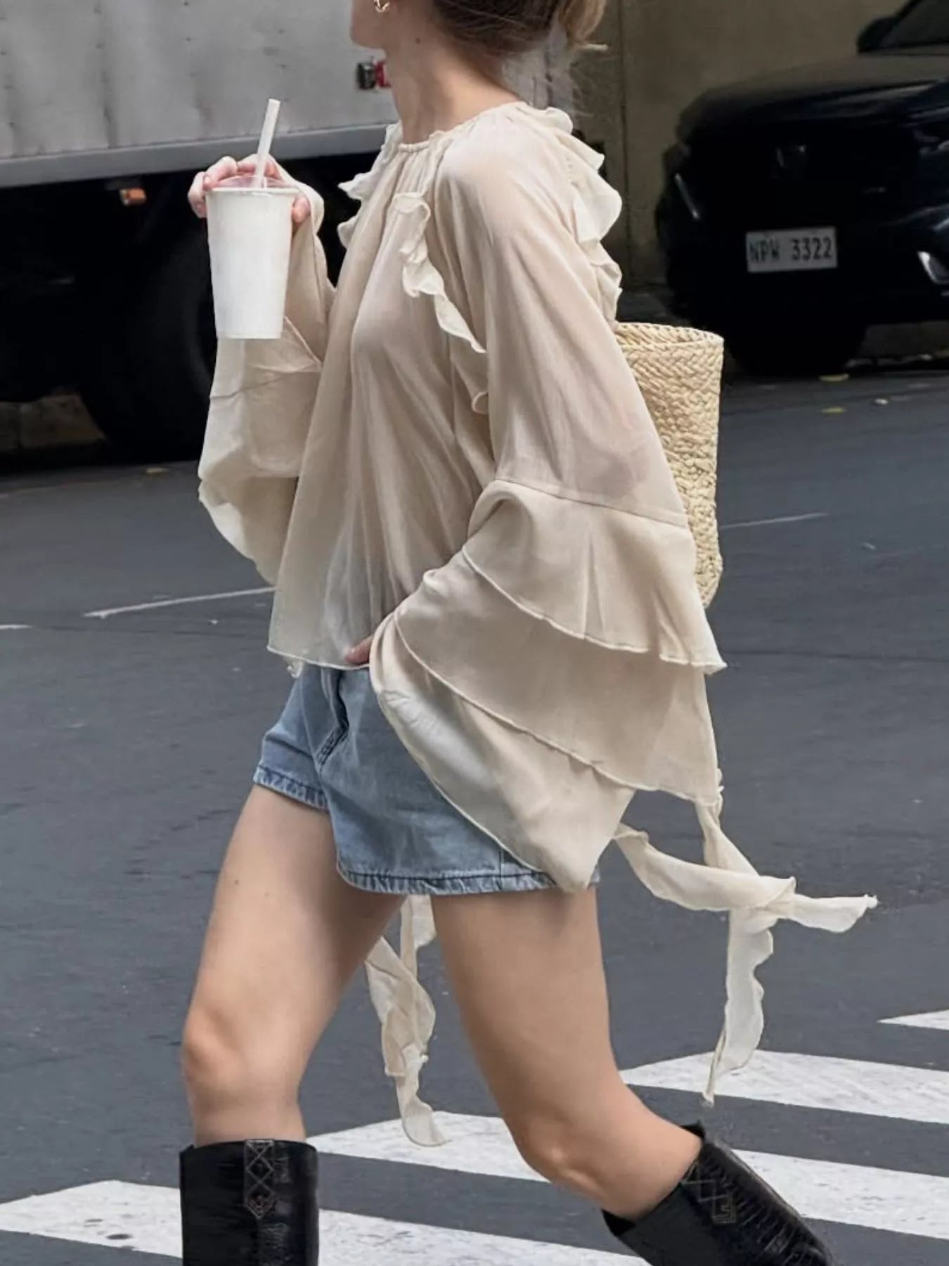 Trendsi Ruffled Flare Sleeve Blouse -