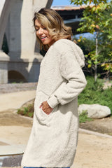 Trendsi Double Take Full Size Hooded Teddy Bear Jacket with Thumbholes - Outerwear