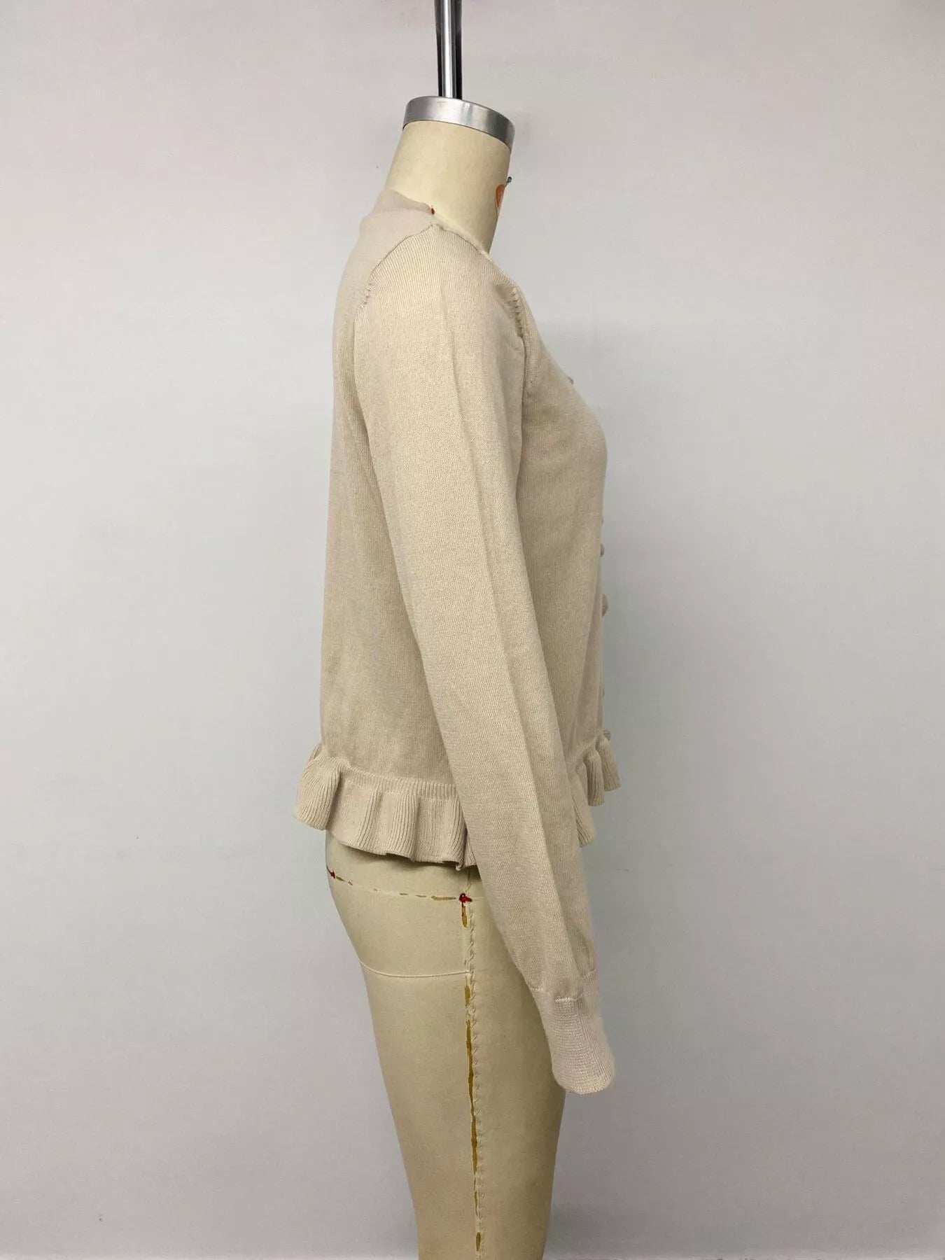 Trendsi Ruffle Hem Button-Up Cardigan -