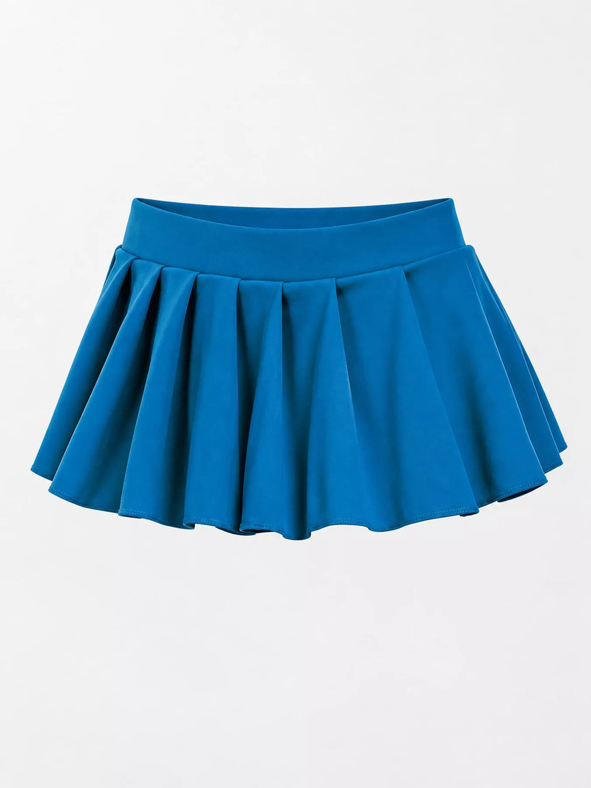 Pleated micro skirt, blue flat front