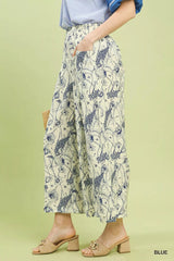 Trendsi Umgee Two Tone Floral Print Pants -