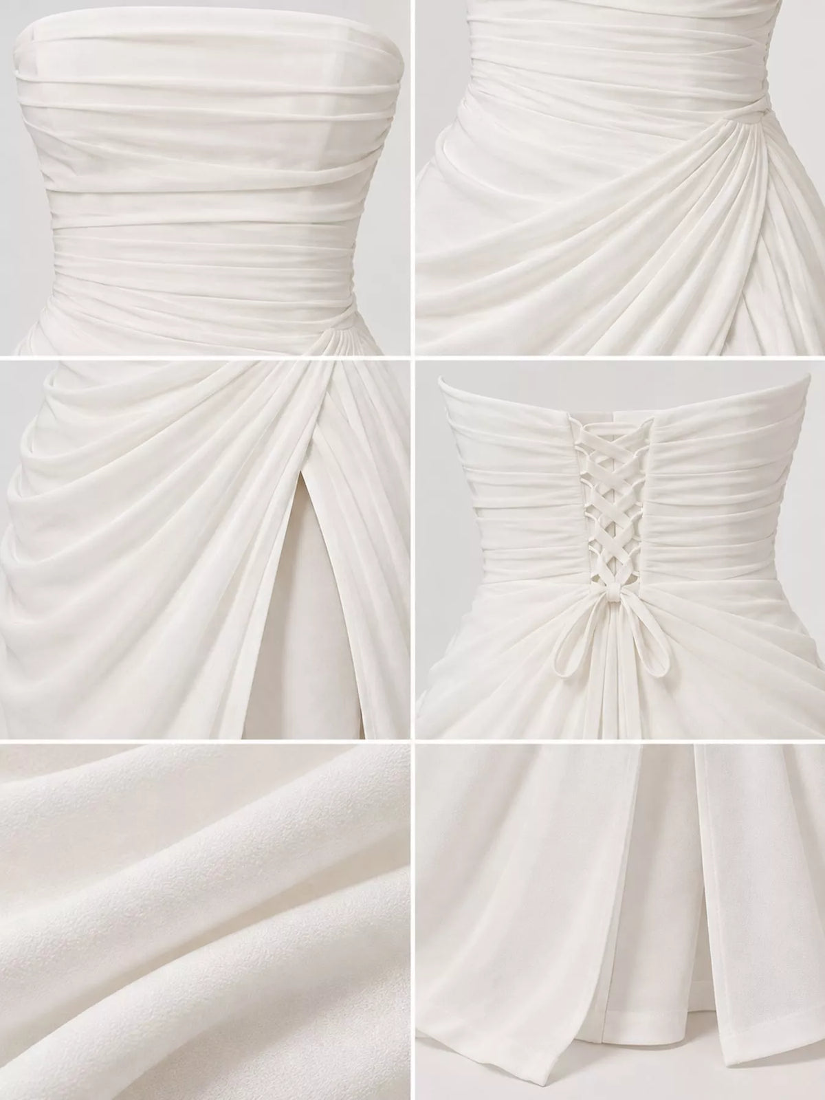 strapless maxi dress, construction and design details