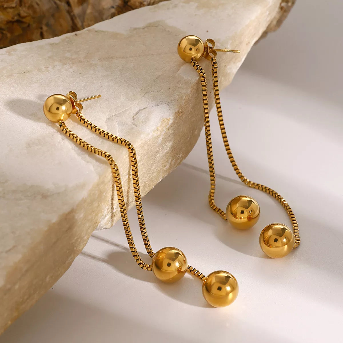 Trendsi 18K Gold-Plated Ball Drop Earrings -