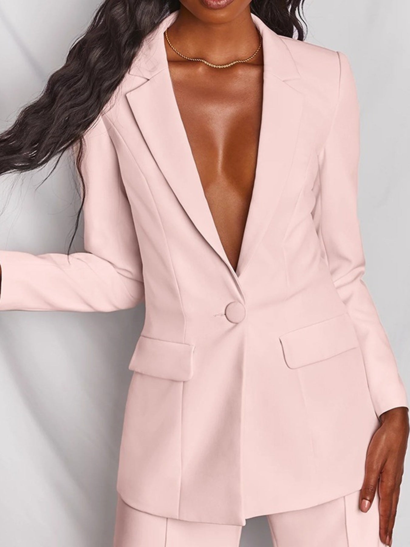 Trendsi Full Size One Button Blazer and Wide-Leg Pants Set Plus Size -
