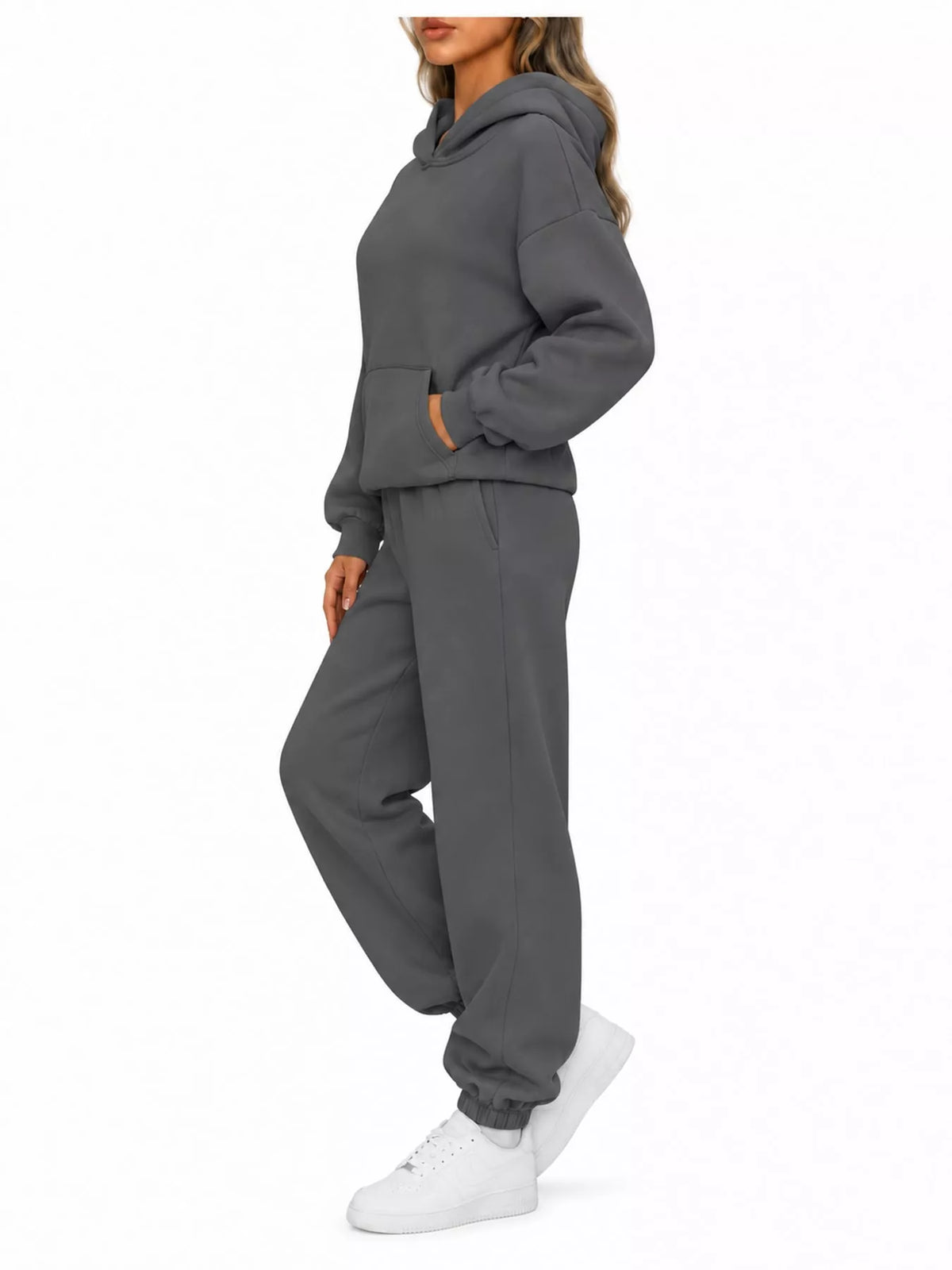 Kangaroo Pocket Hoodie and Joggers Set — side view