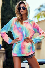 Trendsi BiBi Tie Dye French Terry Hoodie with Kangaroo Pocket -