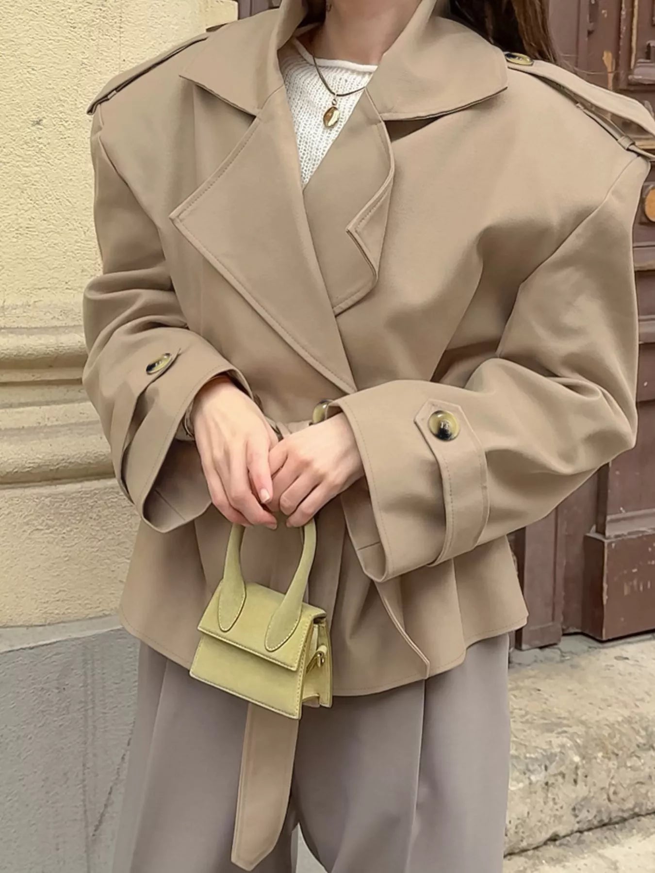 Trendsi Chic Double-Breasted Belted Trench Coat - Outerwear