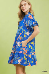 Trendsi Umgee Floral Ruffle Hem Mini Dress -