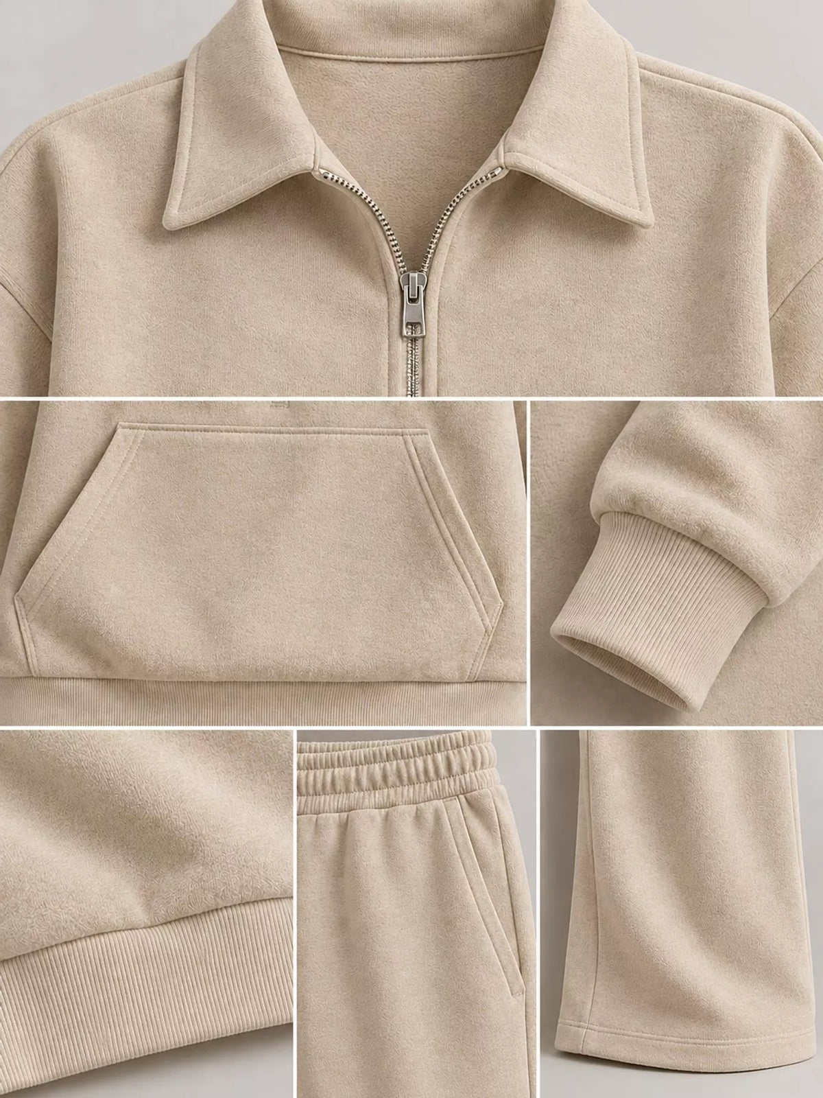 Collared long sleeve outfit set, construction and design details