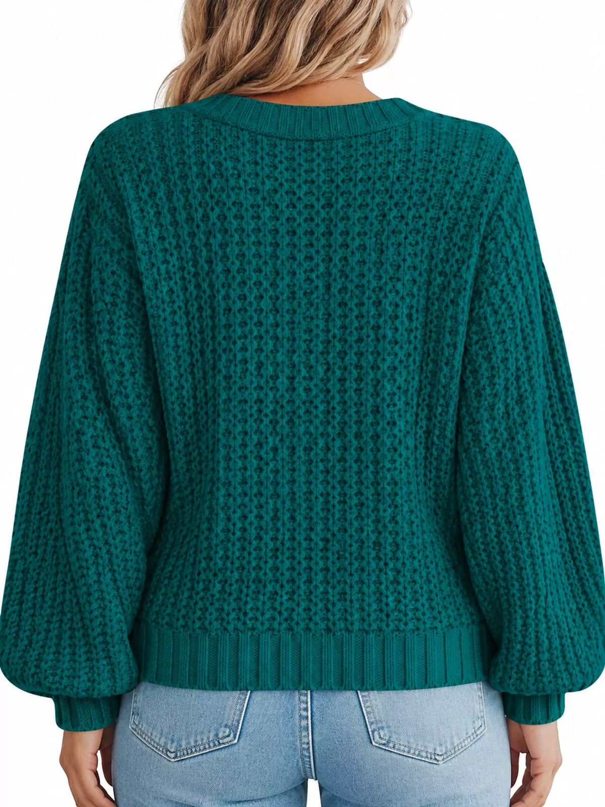 Button cardigan, teal back