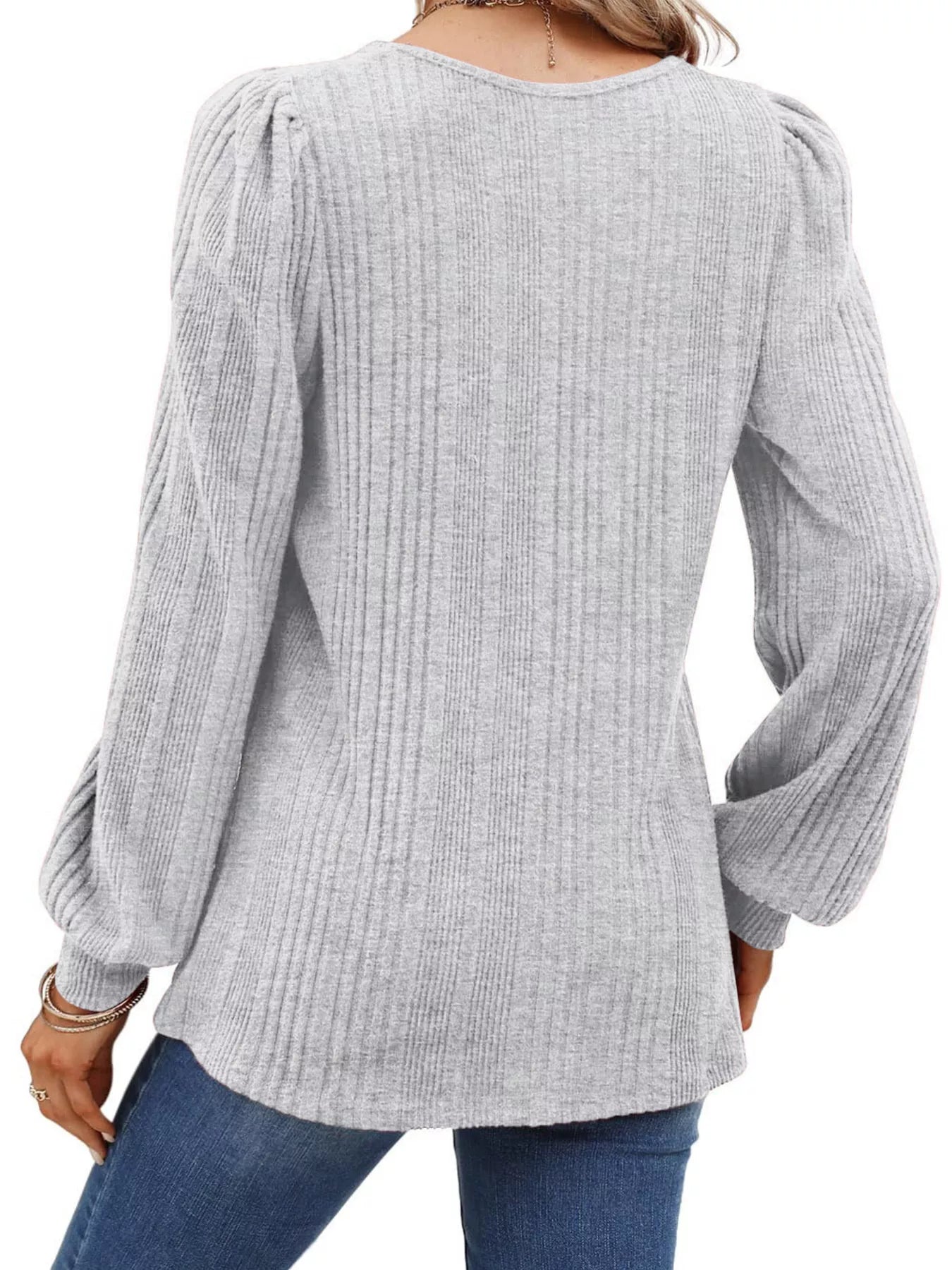 Trendsi Full Size Square Neck Ribbed Knit Top Plus Size -