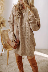 Trendsi Cable-Knit Round Neck Sweater Dress -