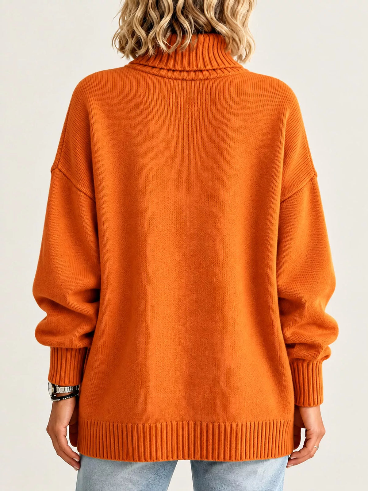 Oversized Turtleneck Pullover Sweater — back view