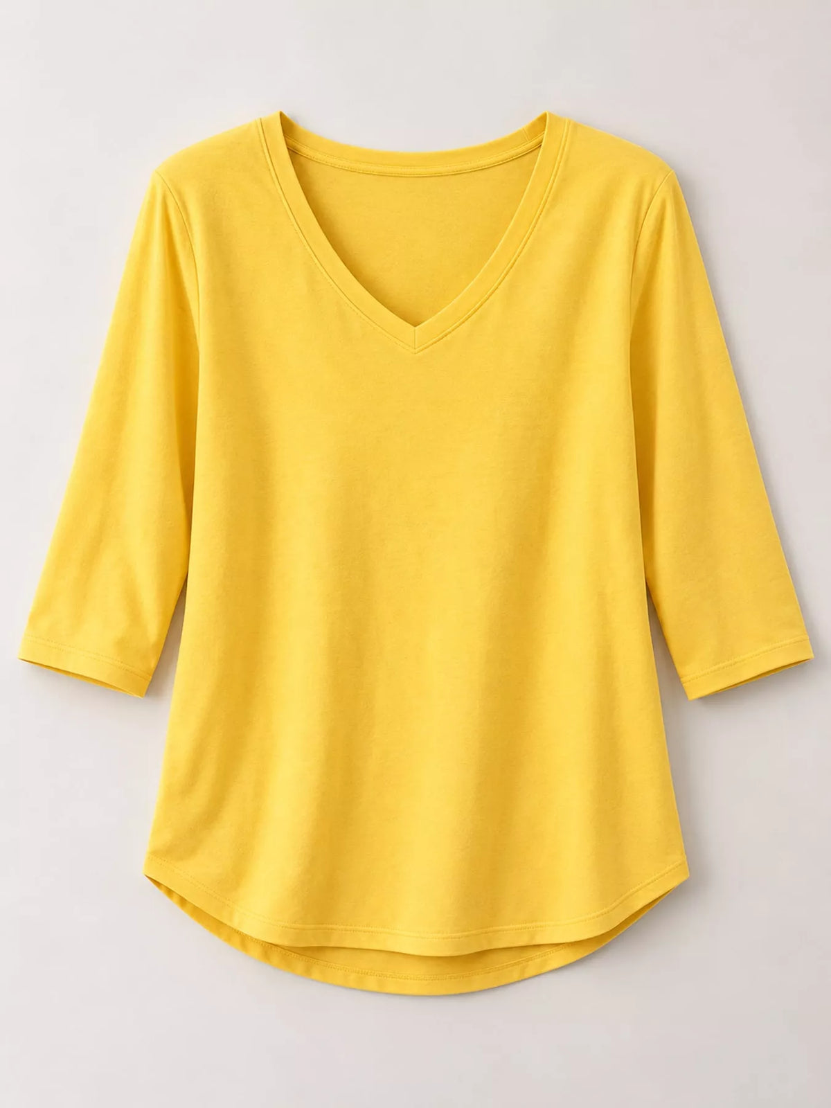 Yellow v-neck half sleeve t-shirt